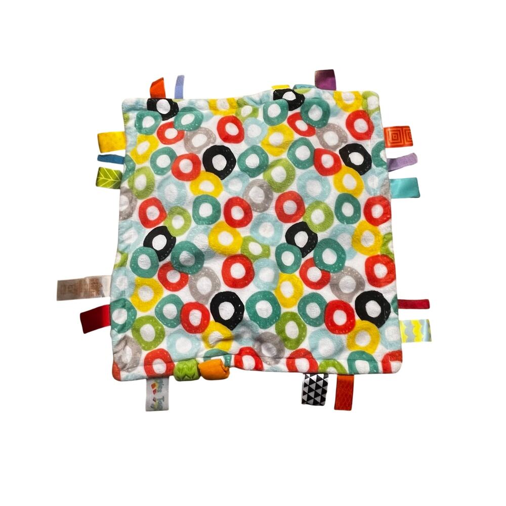 Bright Starts Taggies Baby Security Blanket Lovey Yellow Colorful Circles
